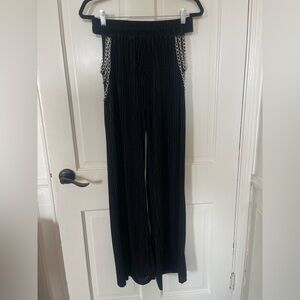 Chic Black Chain-Detail Pants